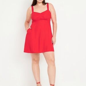 Old Navy bright color red Fit & Flare Crepe Mini Dress
